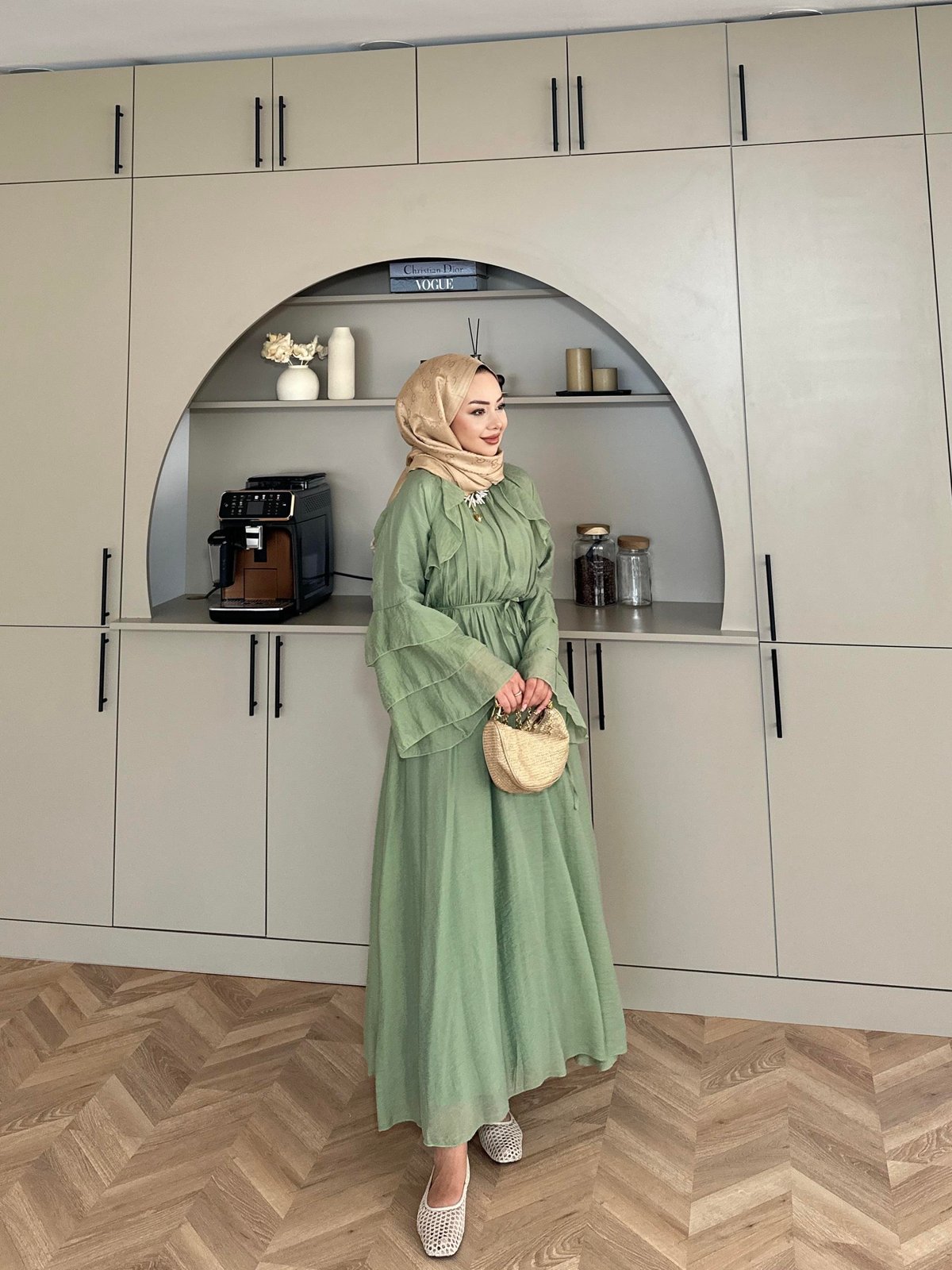 Farah Tulle Green Maxi Dress
