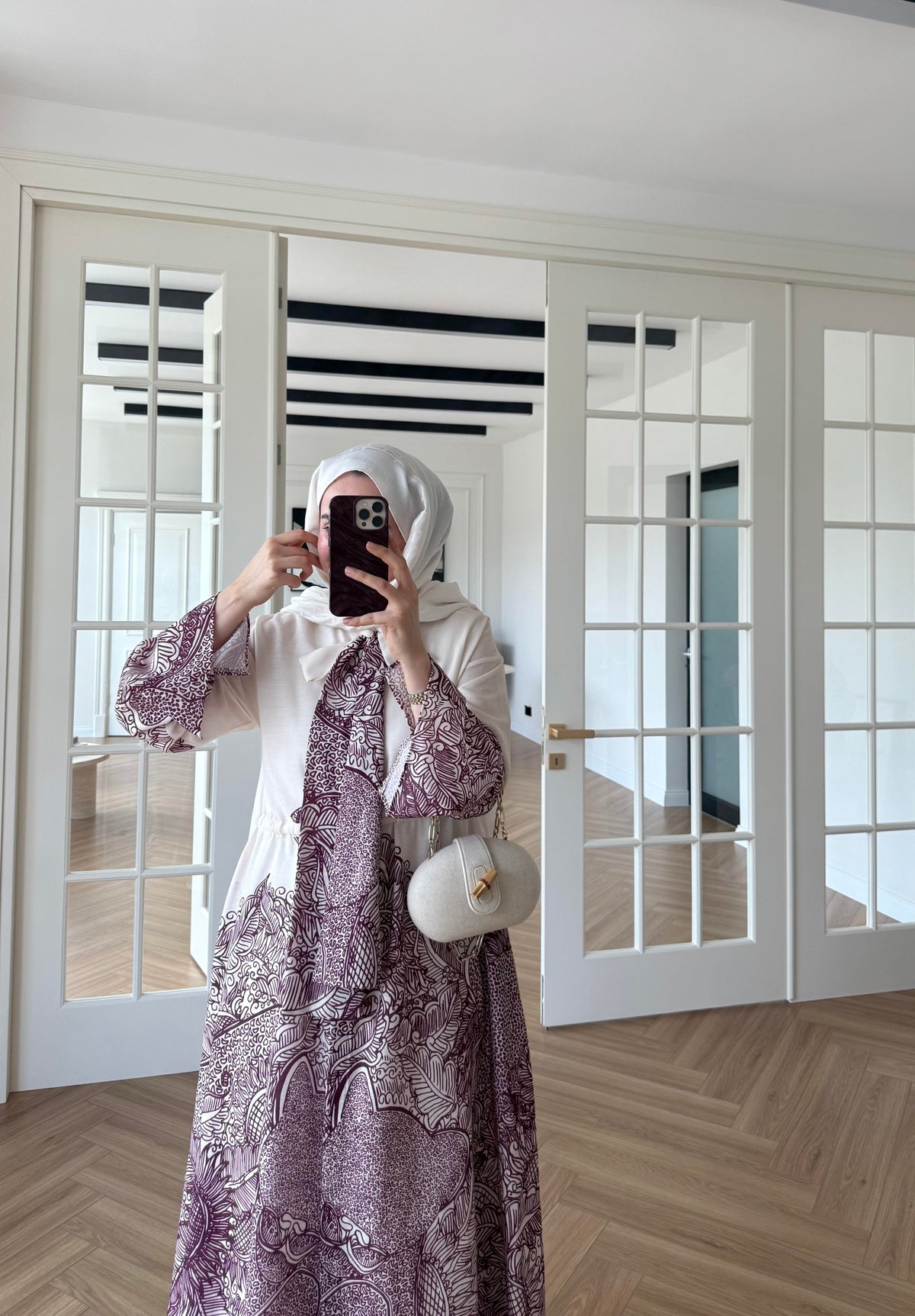 Scarf Collar Linen Dress - Mulberry