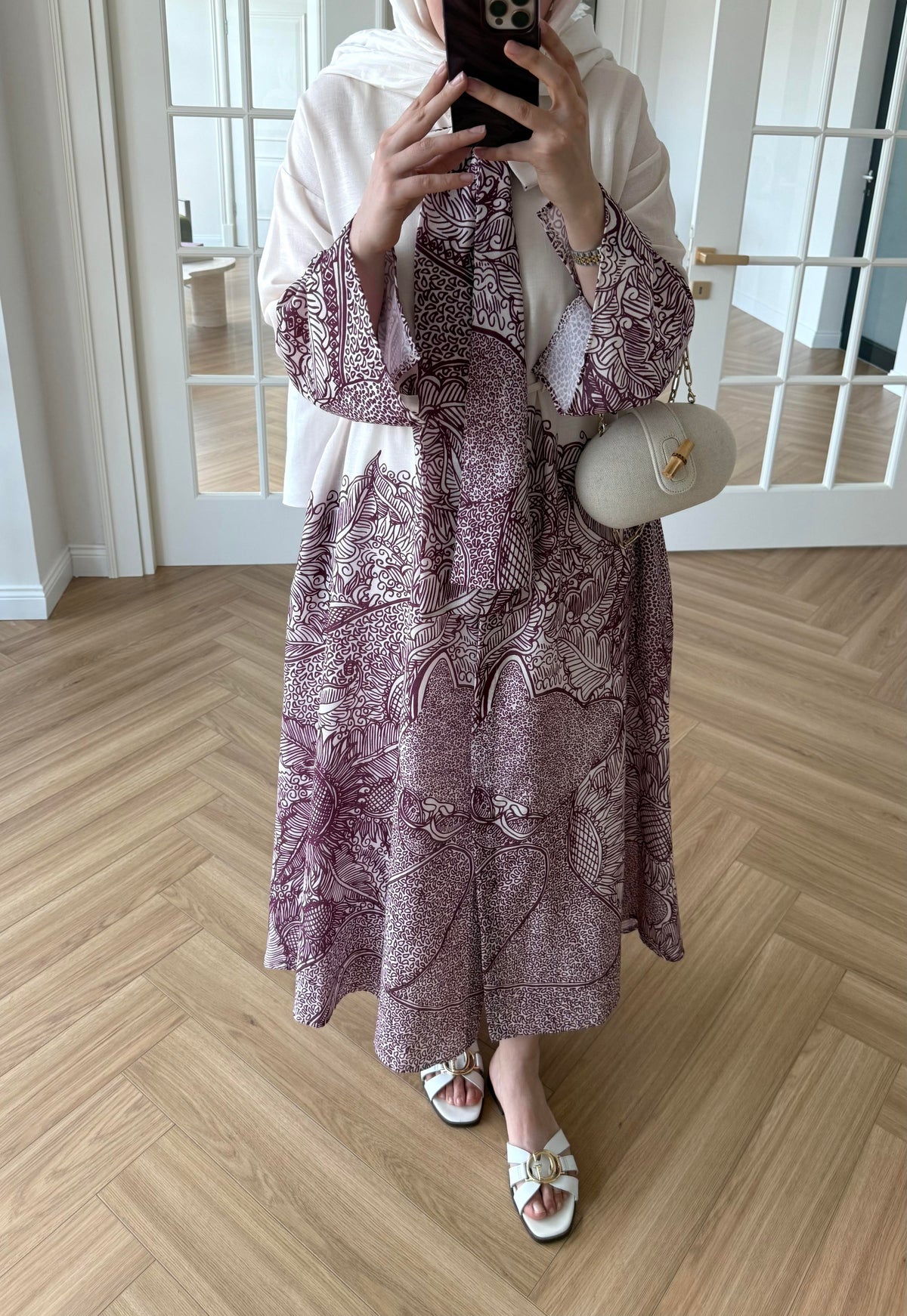 Scarf Collar Linen Dress - Mulberry