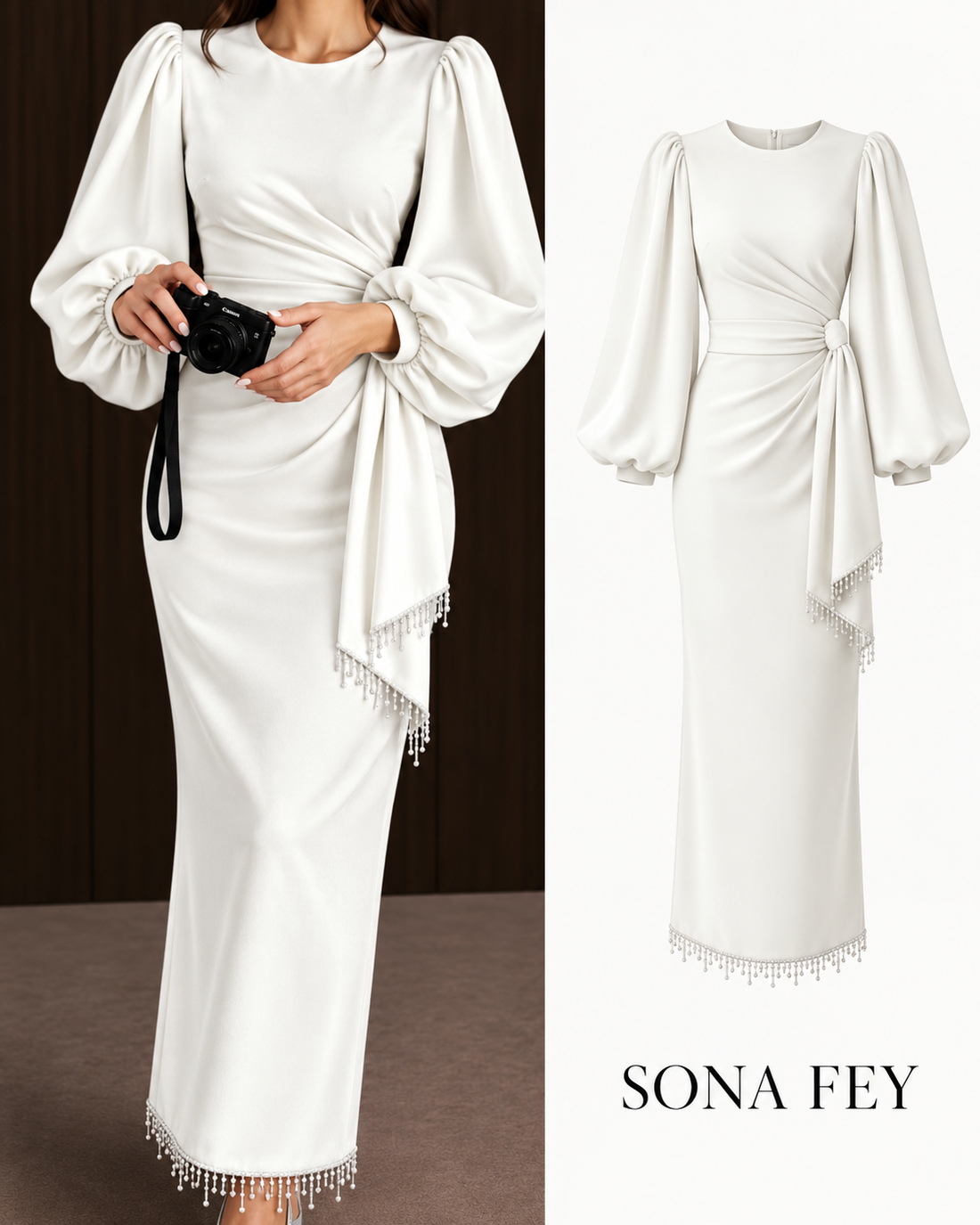 Gala Tassel Dress White - Sona Fey