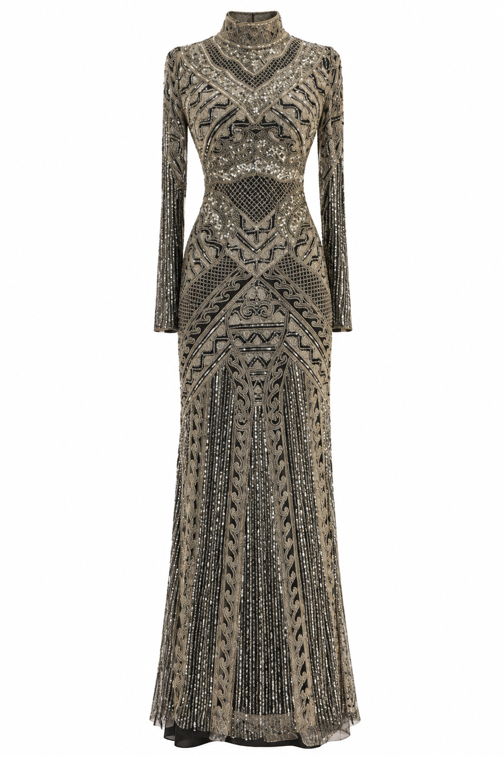 Couture Almas Modest Evening Dress - Black Gold