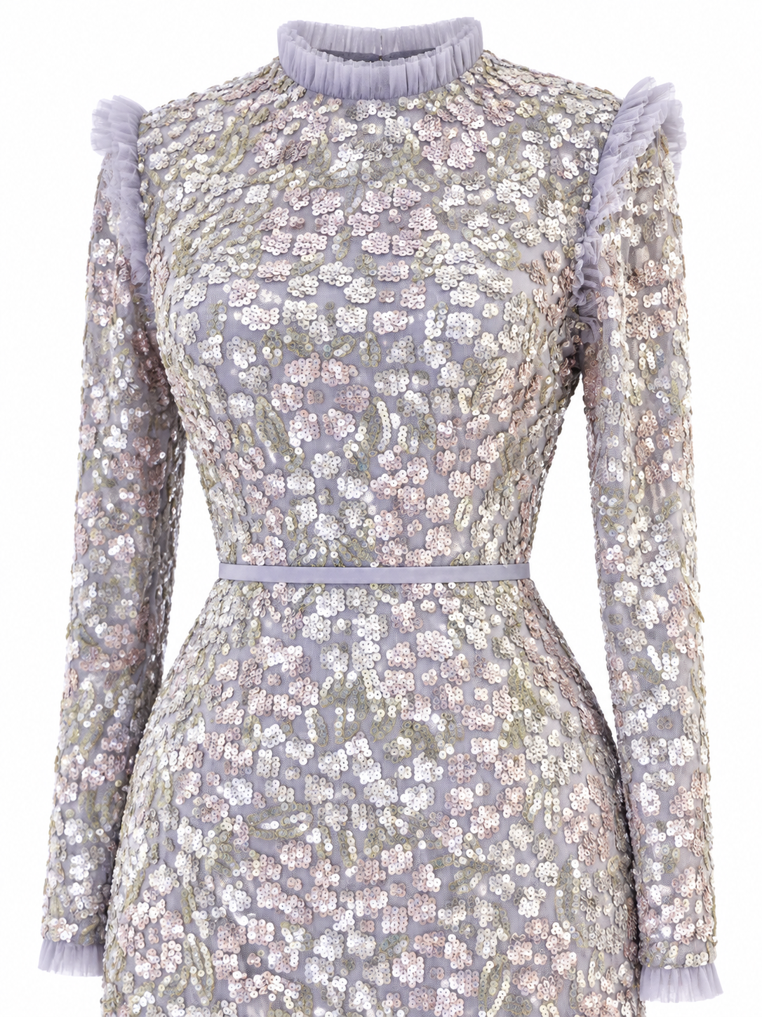 Couture Valentina Modest Evening Dress - Grey
