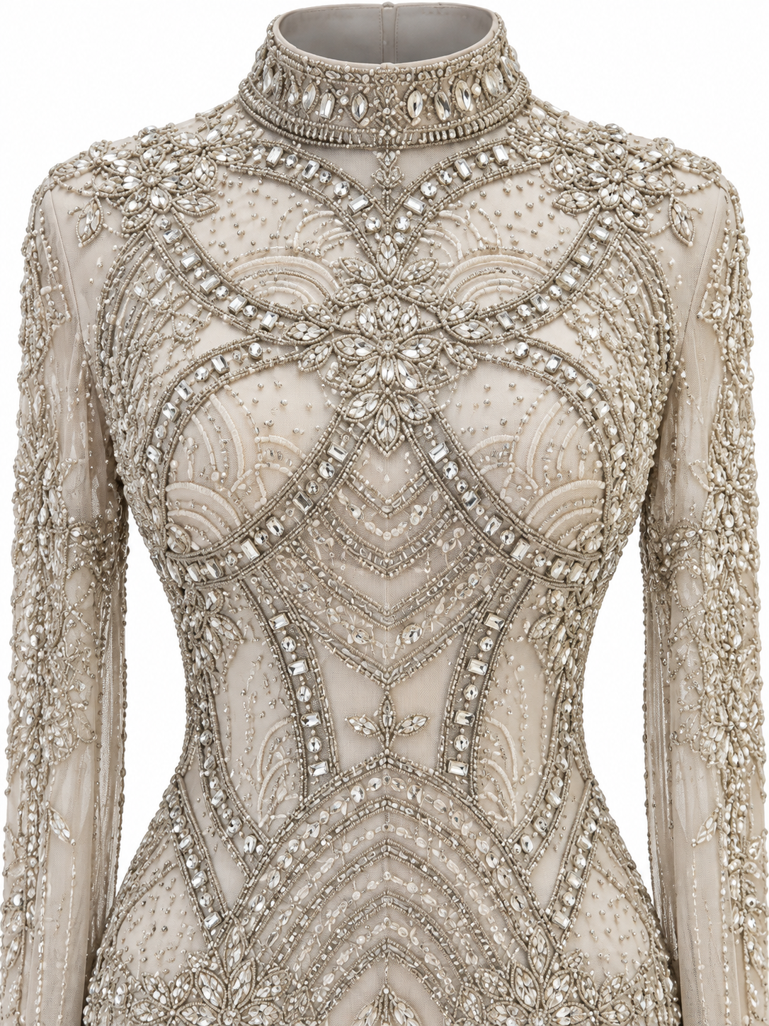Couture Zevaria Modest Evening Dress - Grey