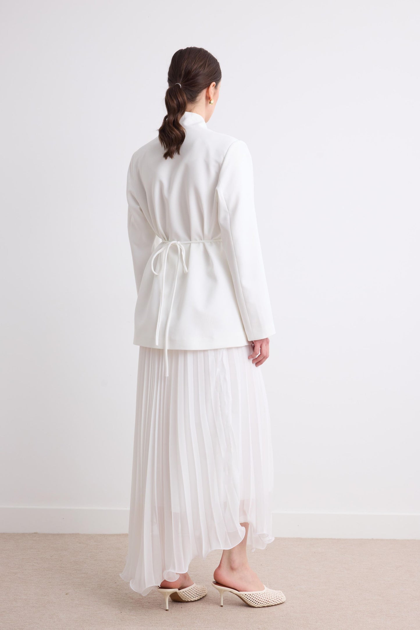 Rose Detail Chiffon Skirt & Blazer Wedding Set