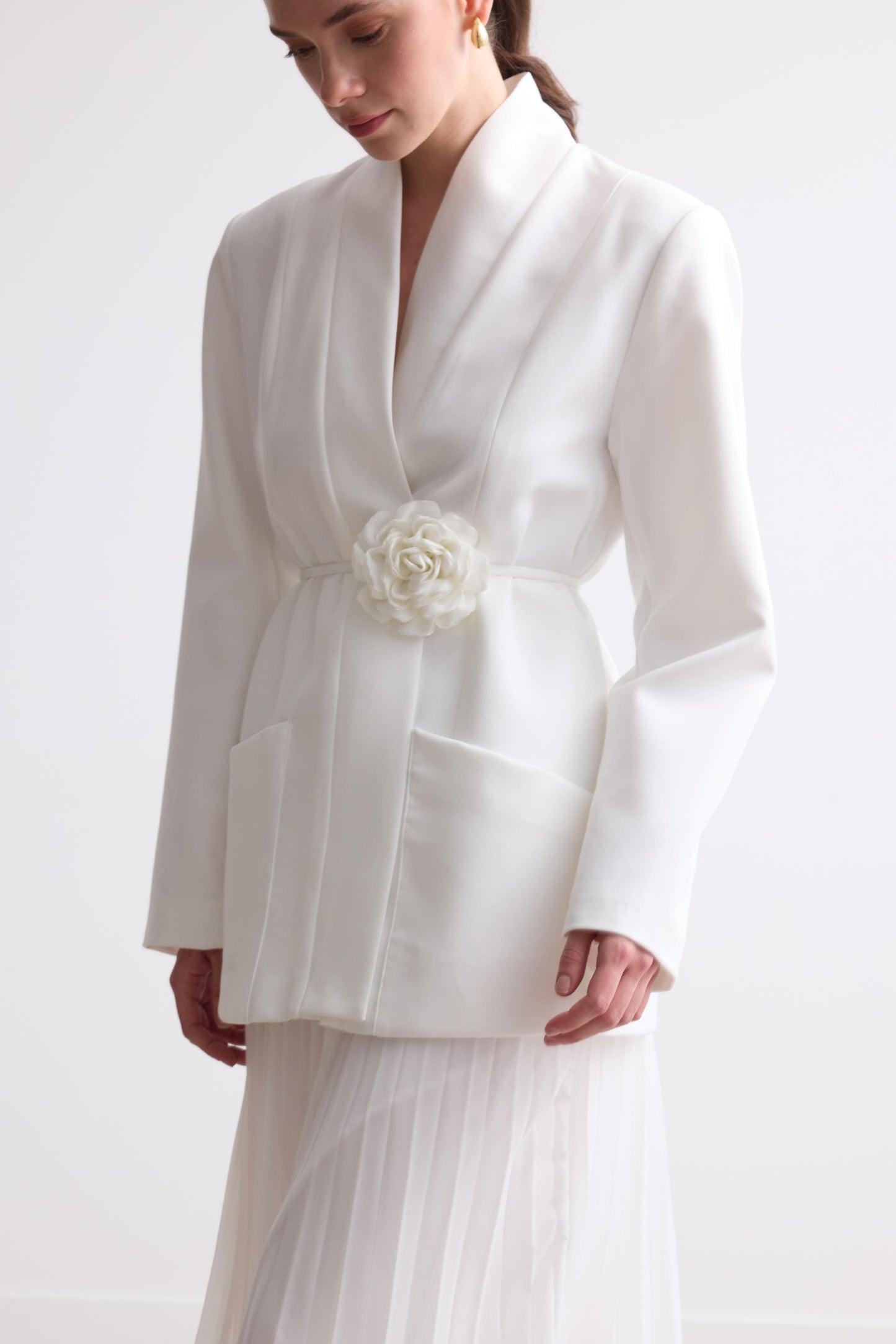 Rose Detail Chiffon Skirt & Blazer Wedding Set