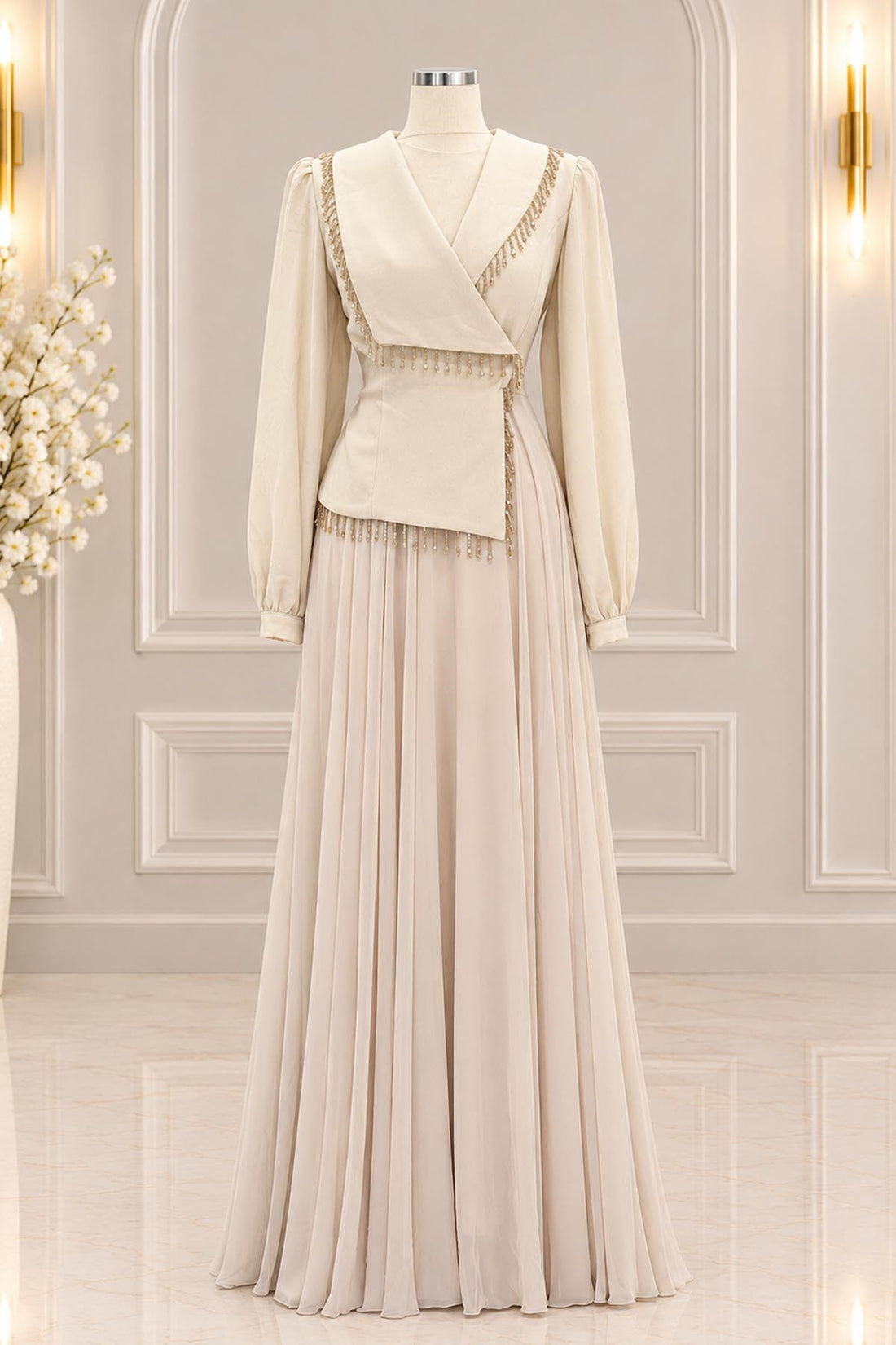Haneen Dress in Beige
