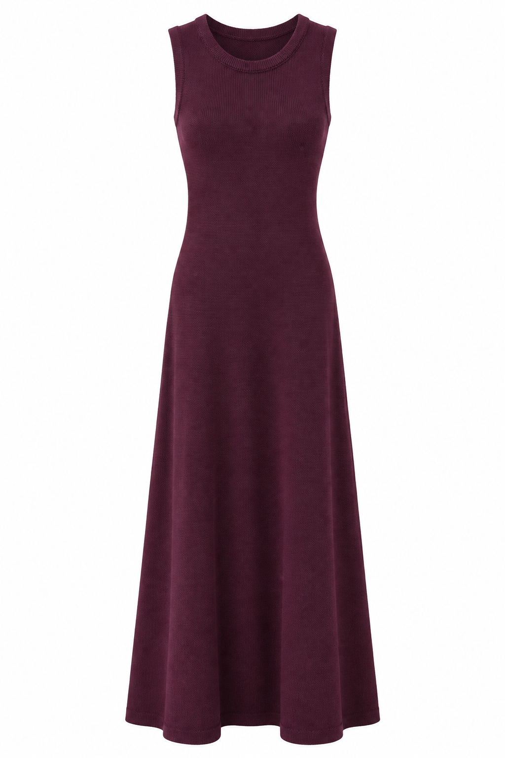 Plum sleeveless long knit dress