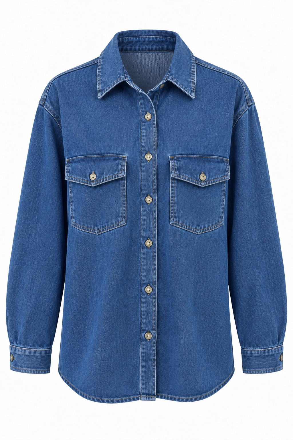 Soft denim button-down shirt product photo