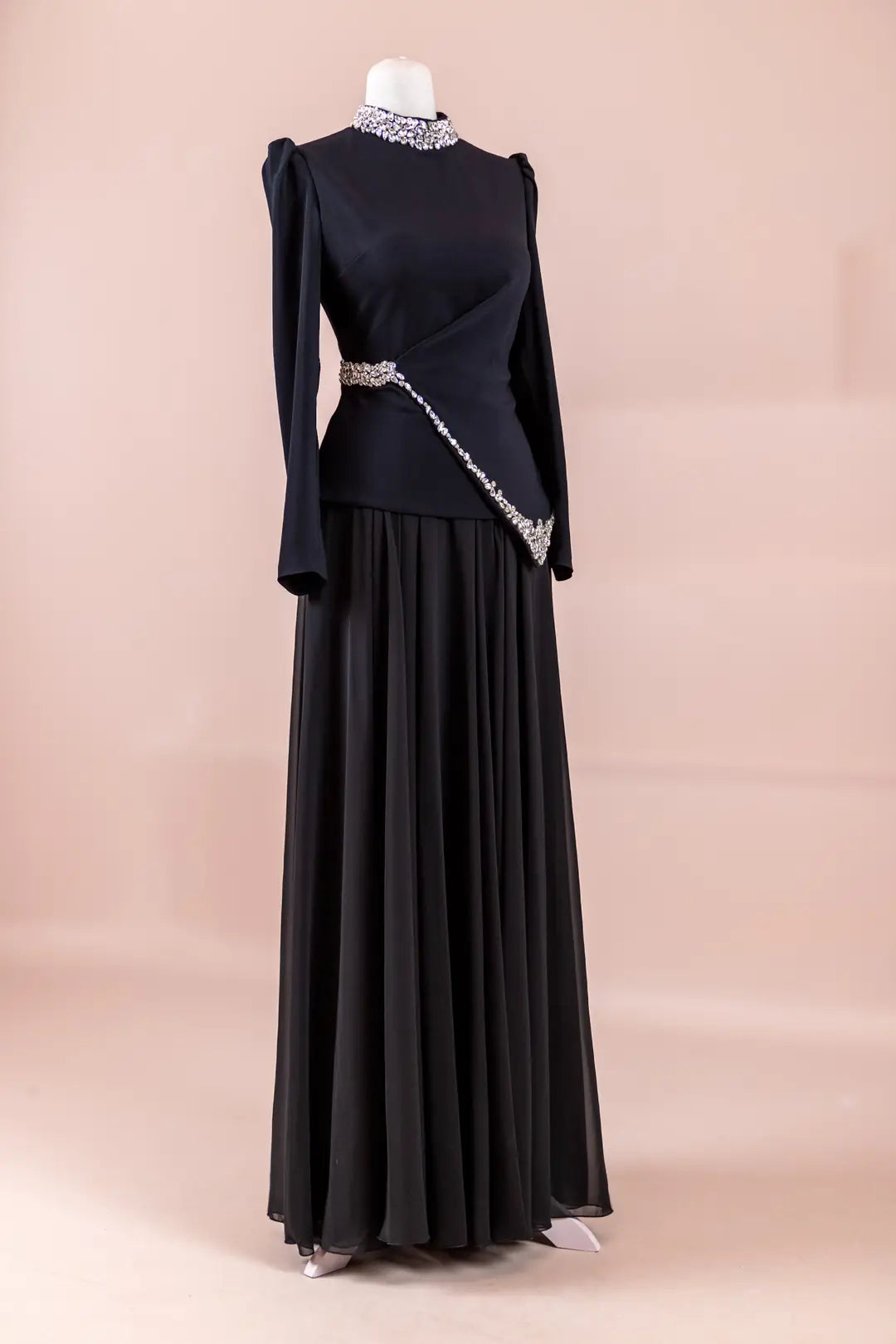 Regina Modest Evening Gown - Black