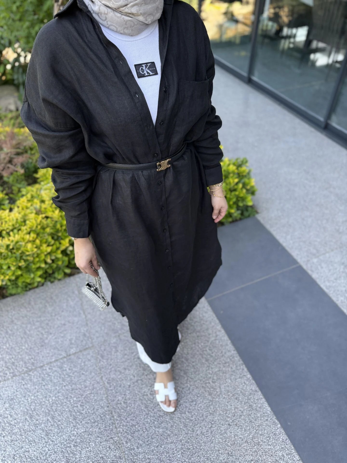 Premium %100 Linen Relaxed Fit Maxi Shirt