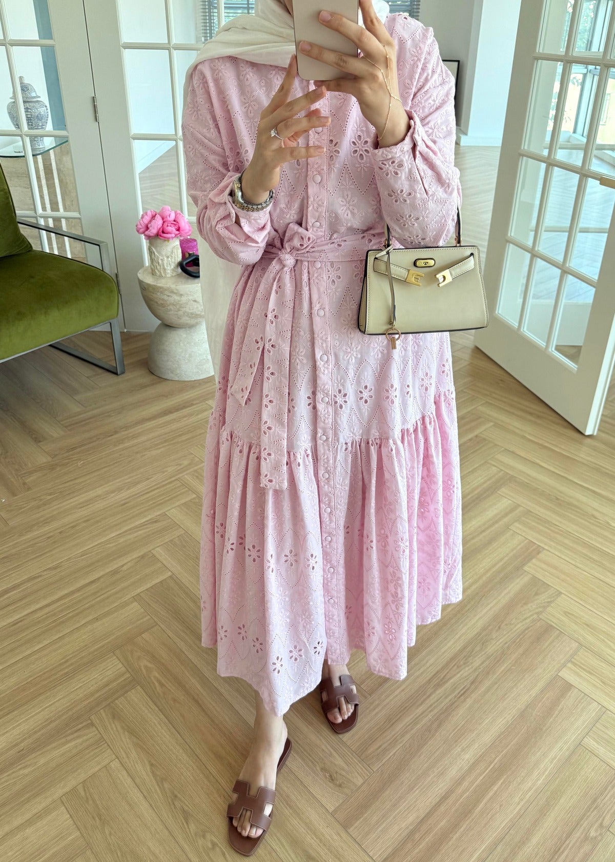 Lace Trim Dress – Pink