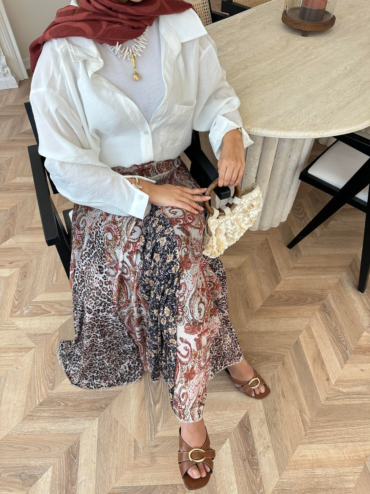 Boho Patterned Chiffon Skirt