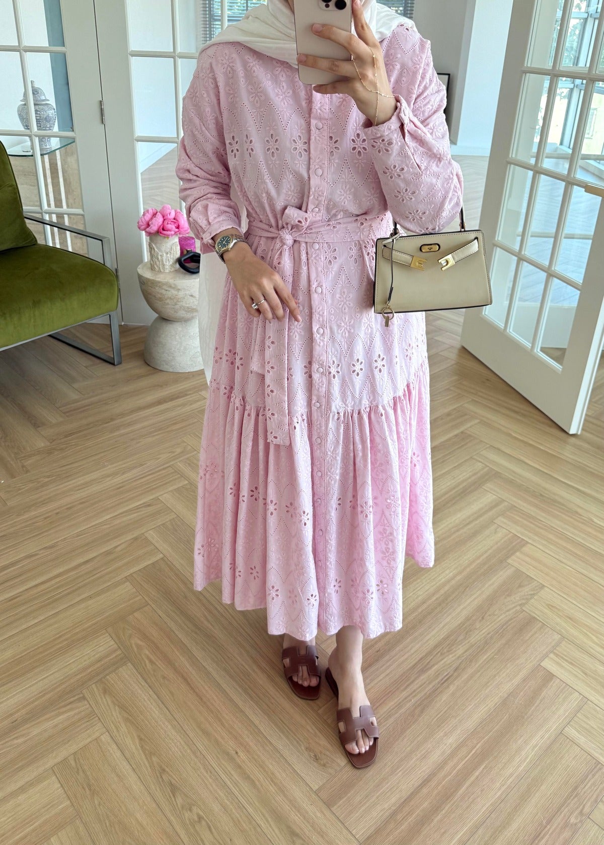 Lace Trim Dress – Pink