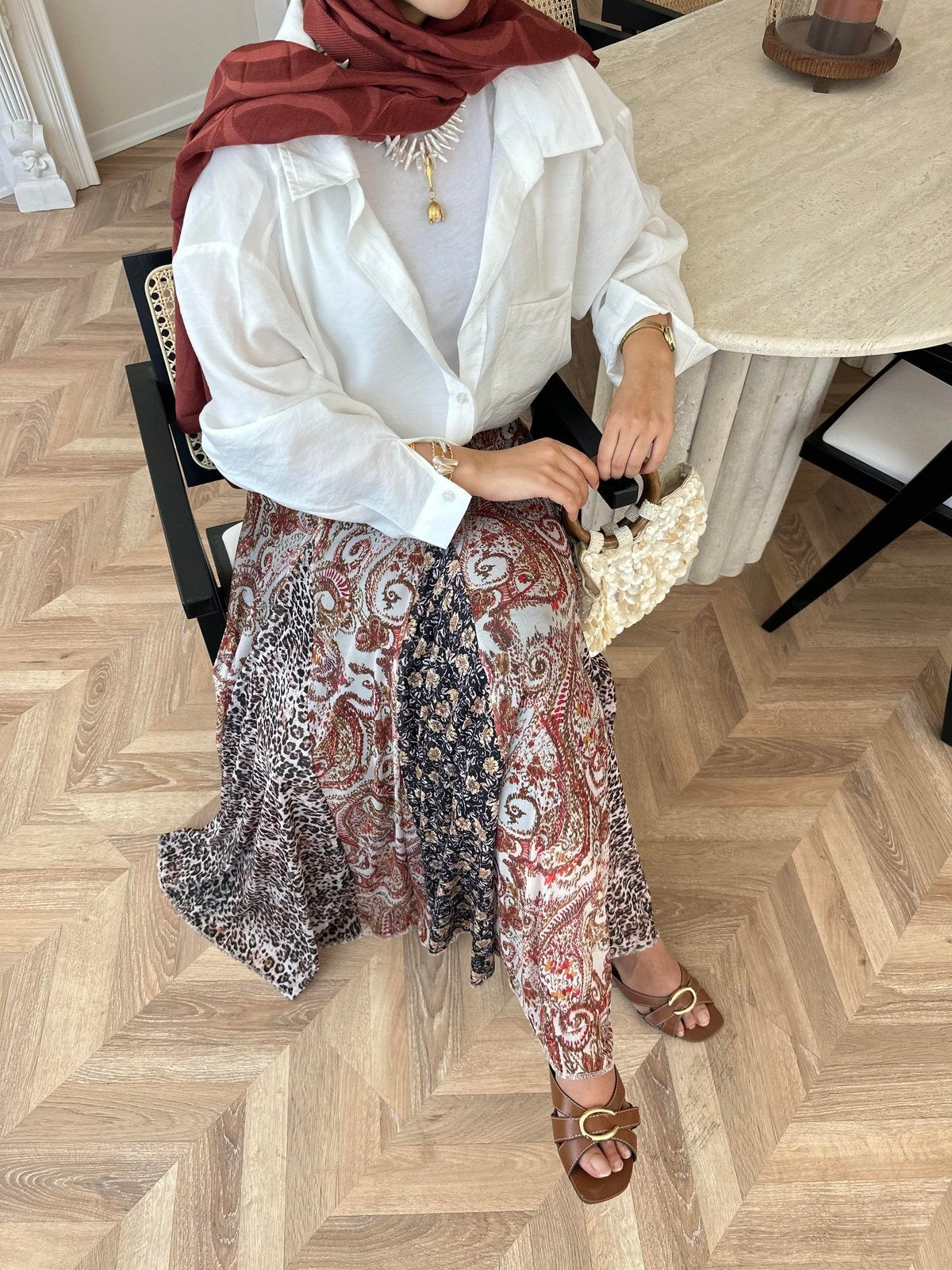 Boho Patterned Chiffon Skirt