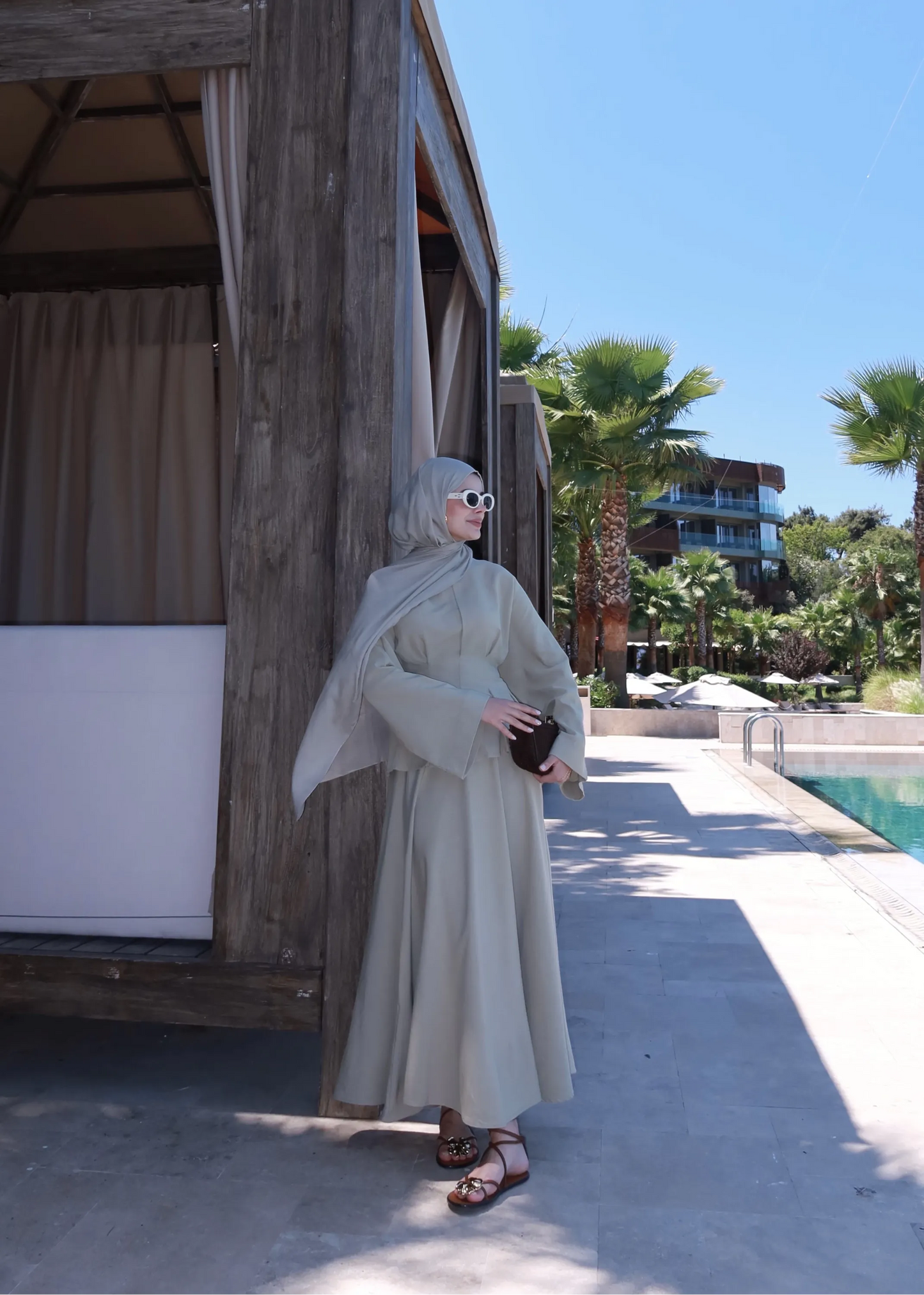 Mint Linen Pleated Maxi Skirt Set