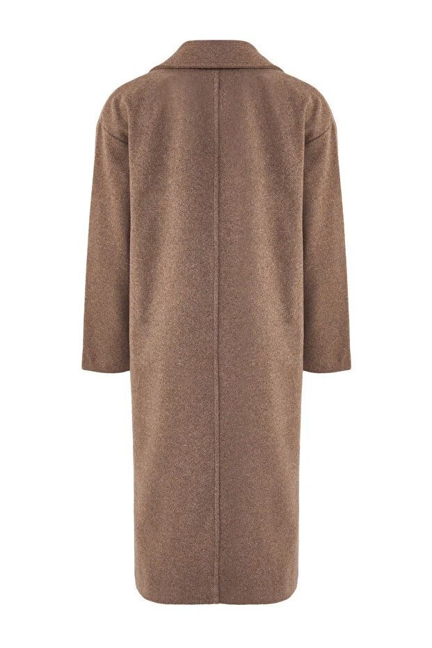 Mink Oversized Wide-Cut Long Wool-Blend Overcoat