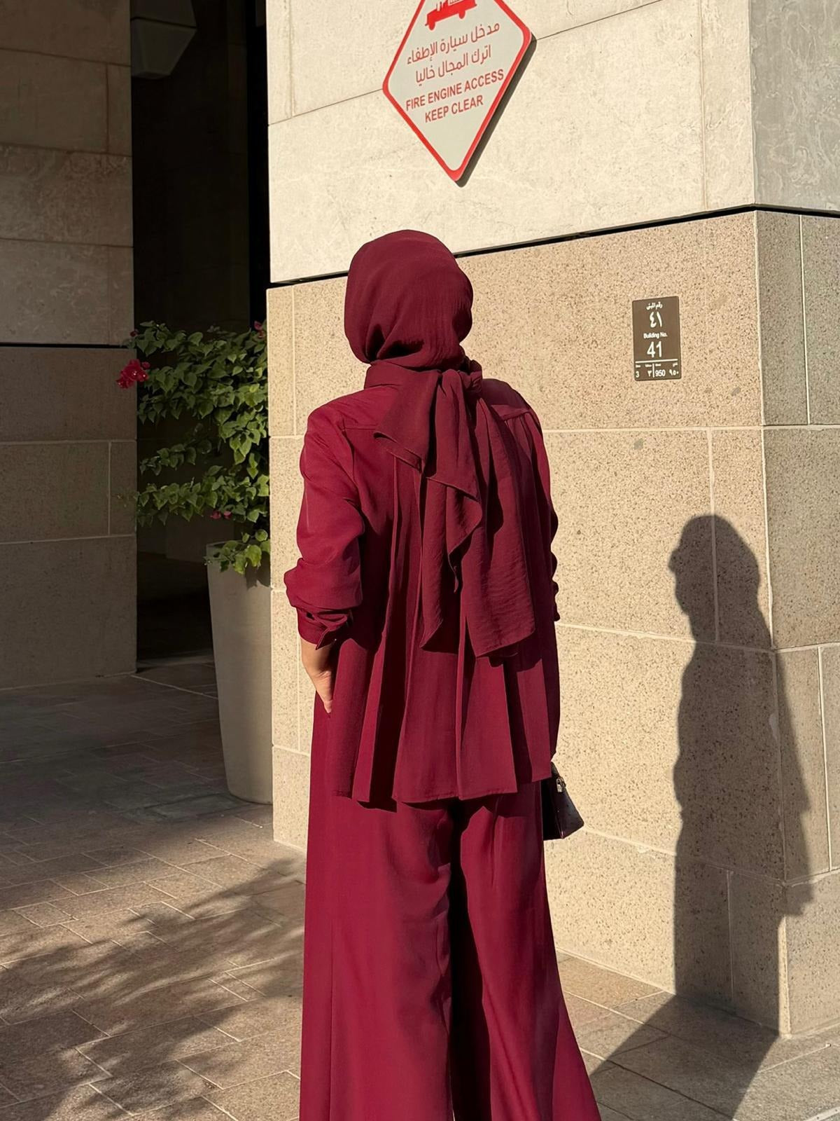 Daphne Pleated Pants Set – Burgundy