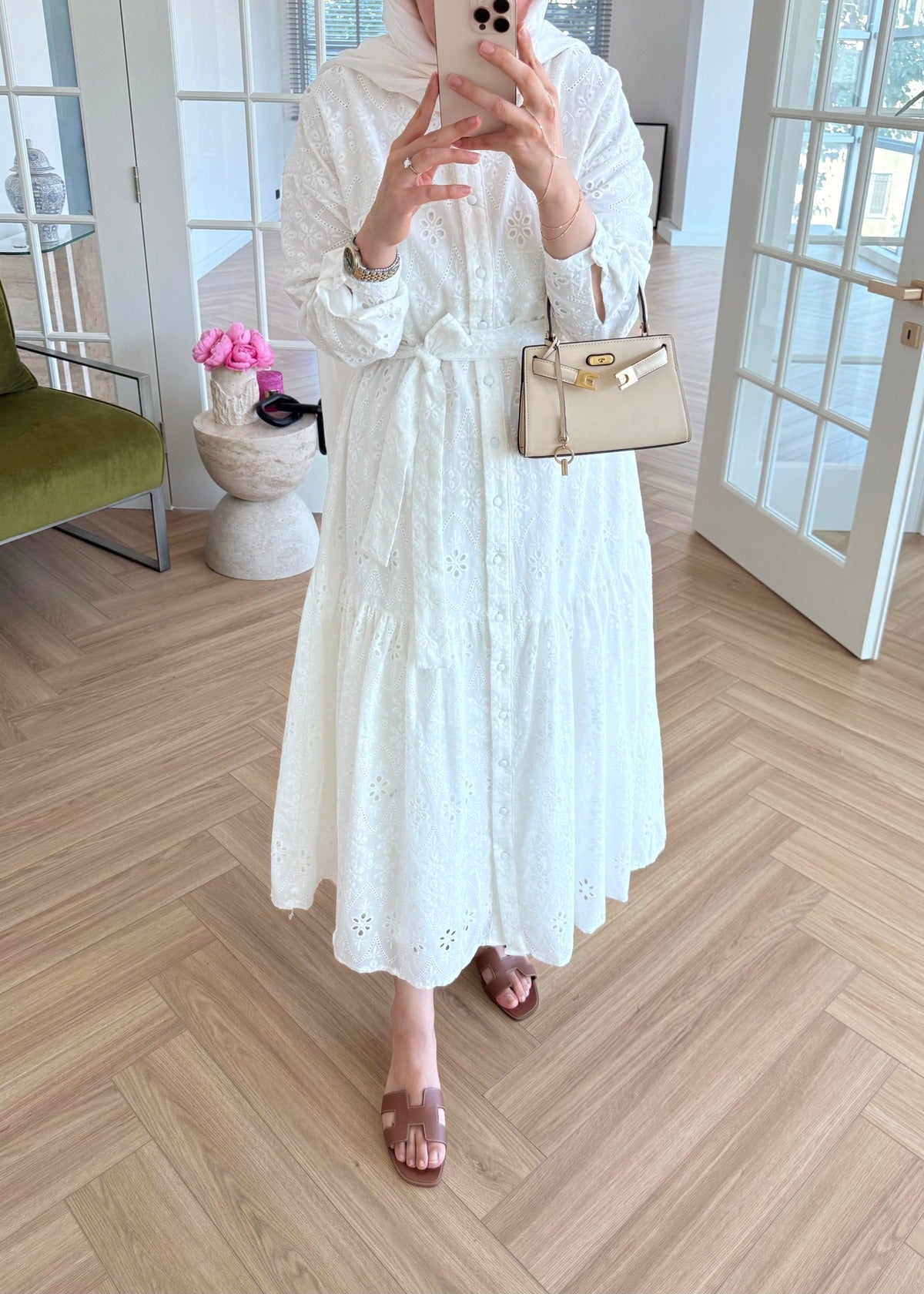 Lace Trim Dress – Ecru