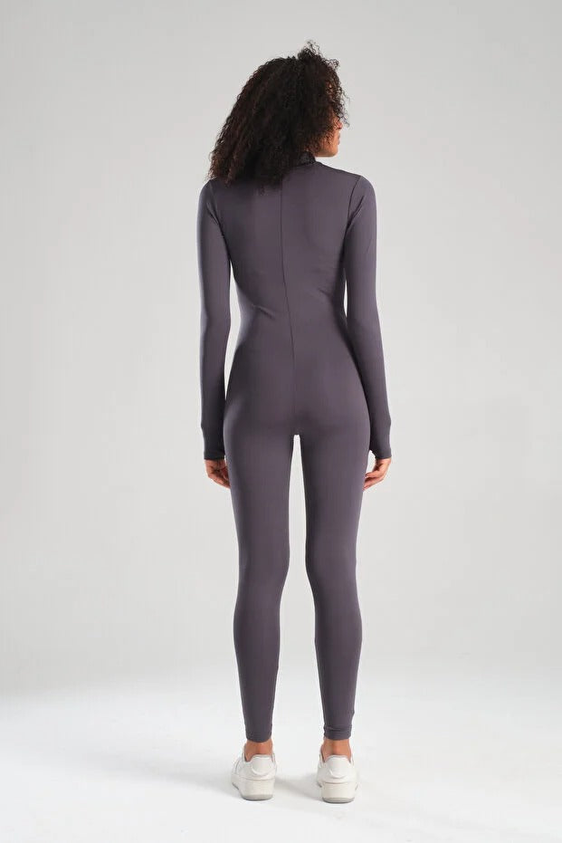 Full Coverage Swim Jumpsuit - Gray