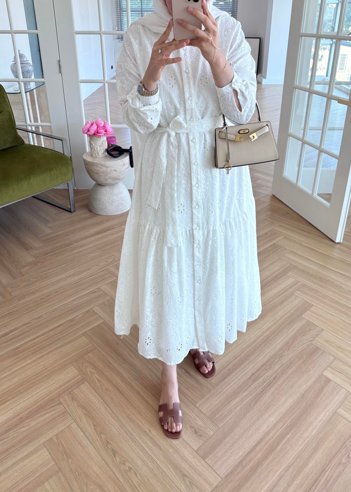Lace Trim Dress – Ecru