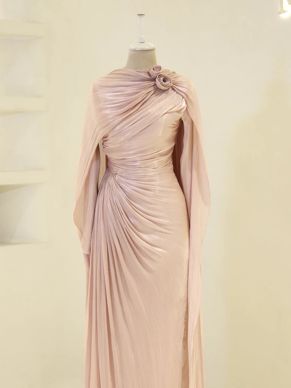 Orchid Fabric Flare Modest Evening Dress - Poudra