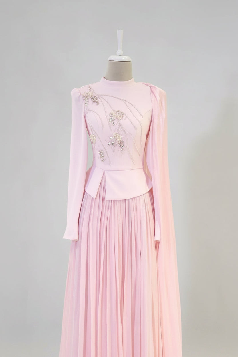 Beaded Embellished Maxi Evening Dress for Formal Events - Poudra