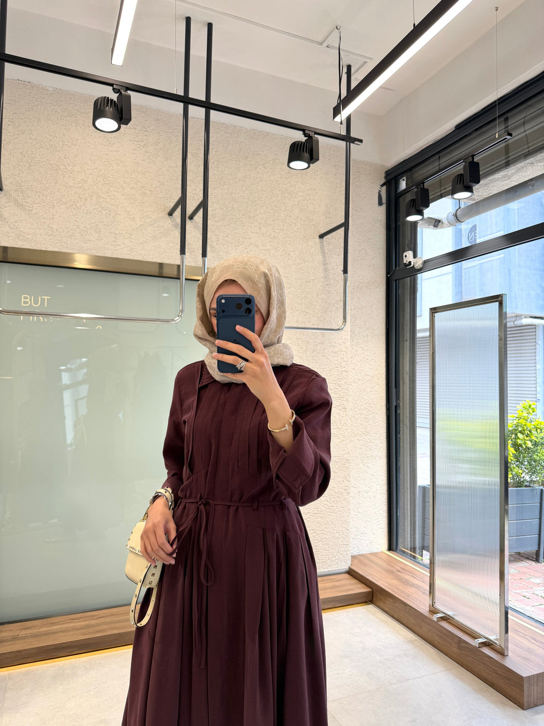Bordo Tencel™ Karışımı Maksi Elbise