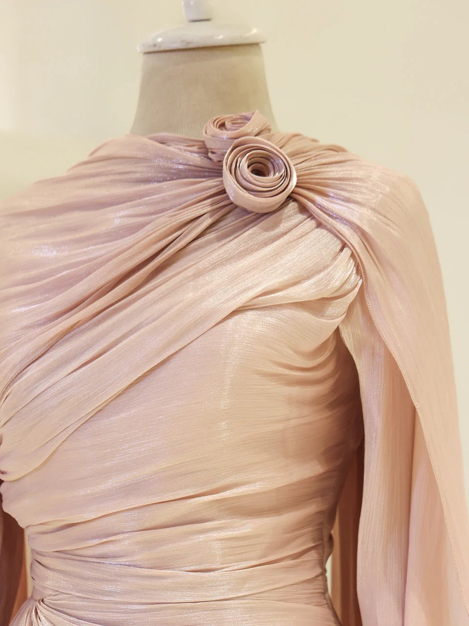 Orchid Fabric Flare Modest Evening Dress - Poudra
