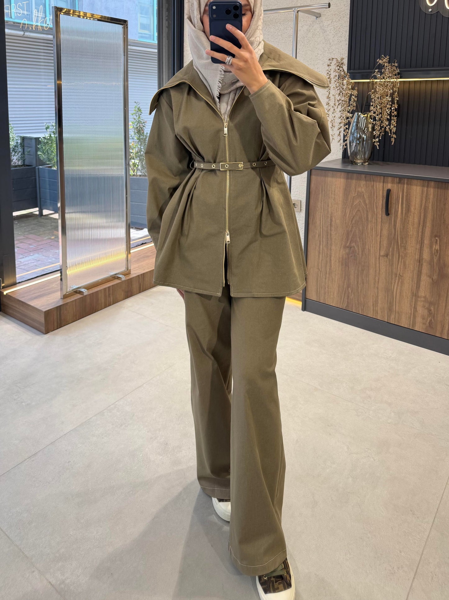 Pera Belted Set – Green