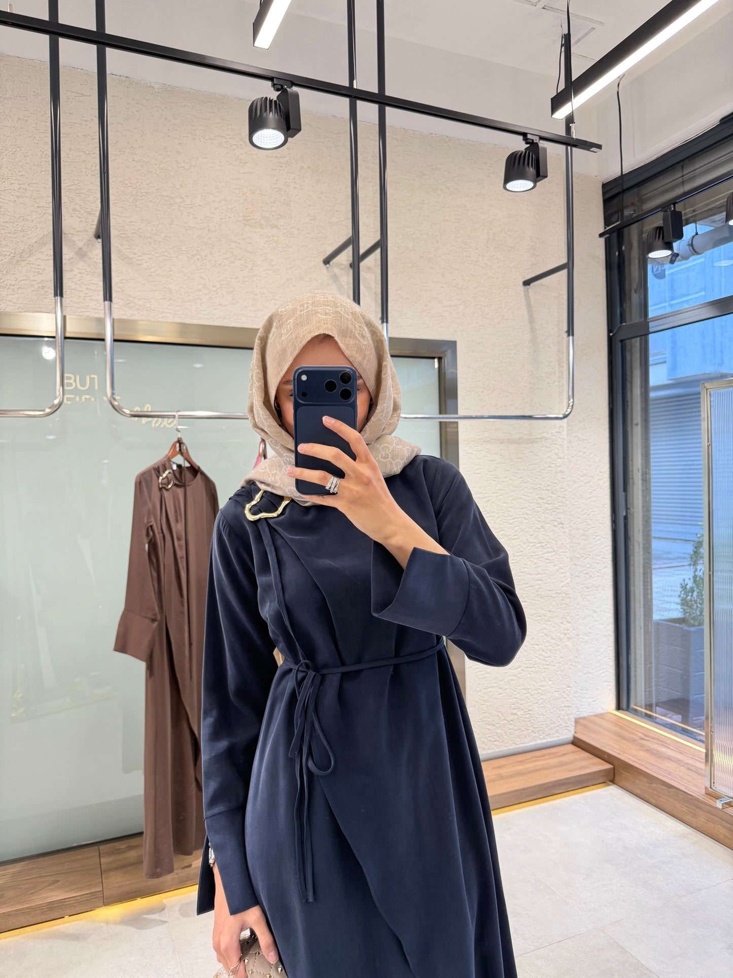 Buckle Detail Dress – Navy Blue