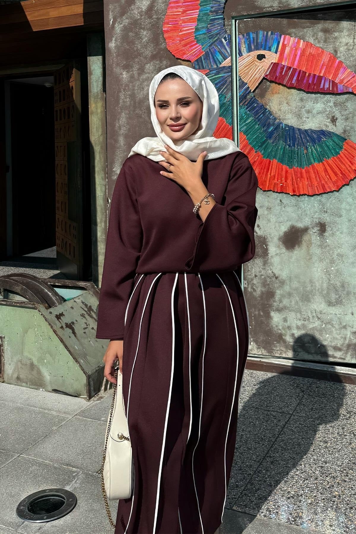 Burgundy Scuba Skirt Co-Ord with Contrast Piping
