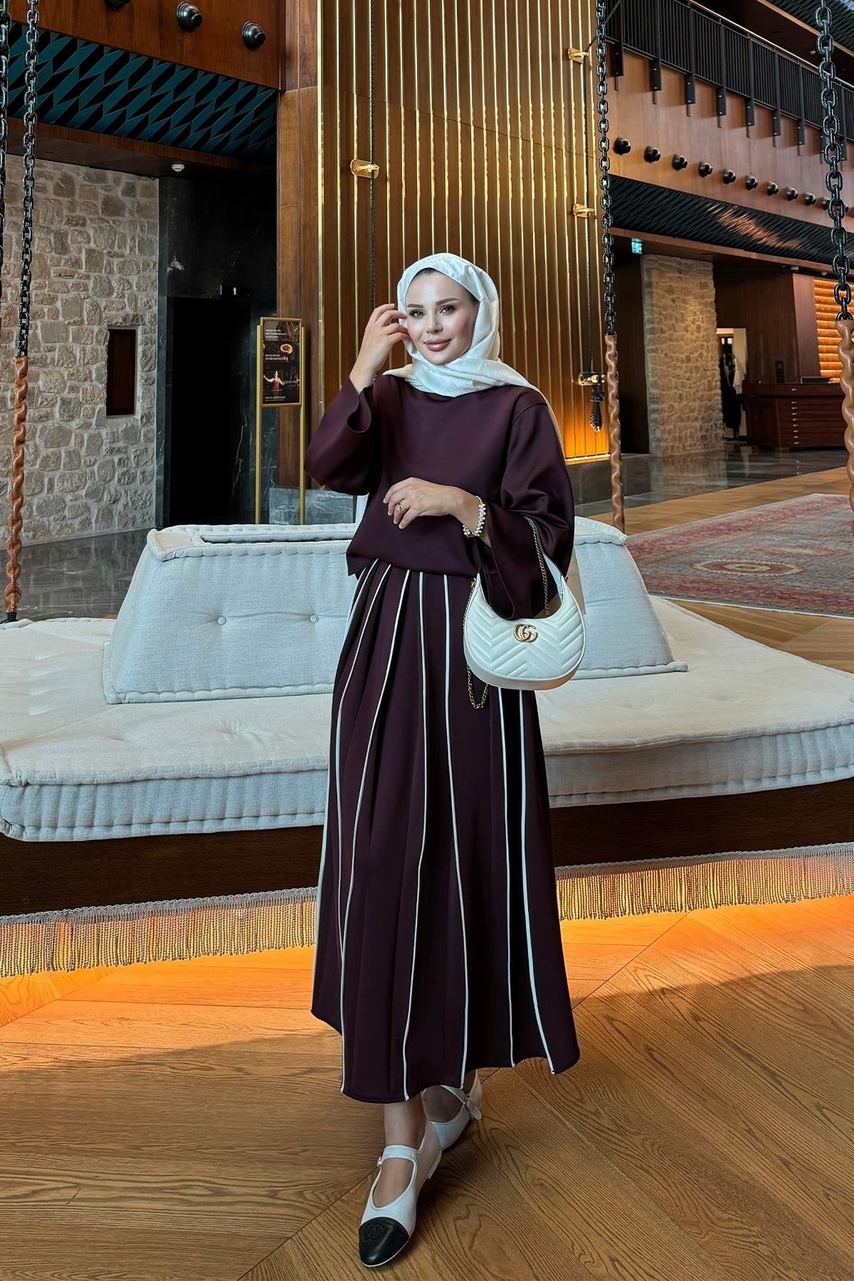 Burgundy Scuba Skirt Co-Ord with Contrast Piping