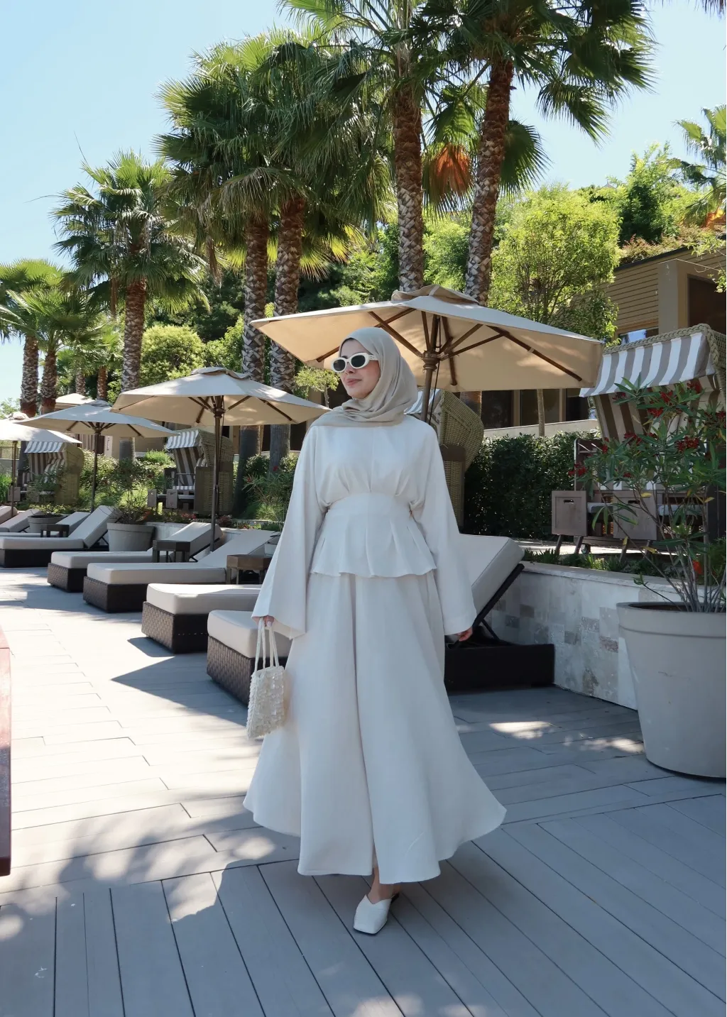 Beige Linen Pleated Maxi Skirt Set