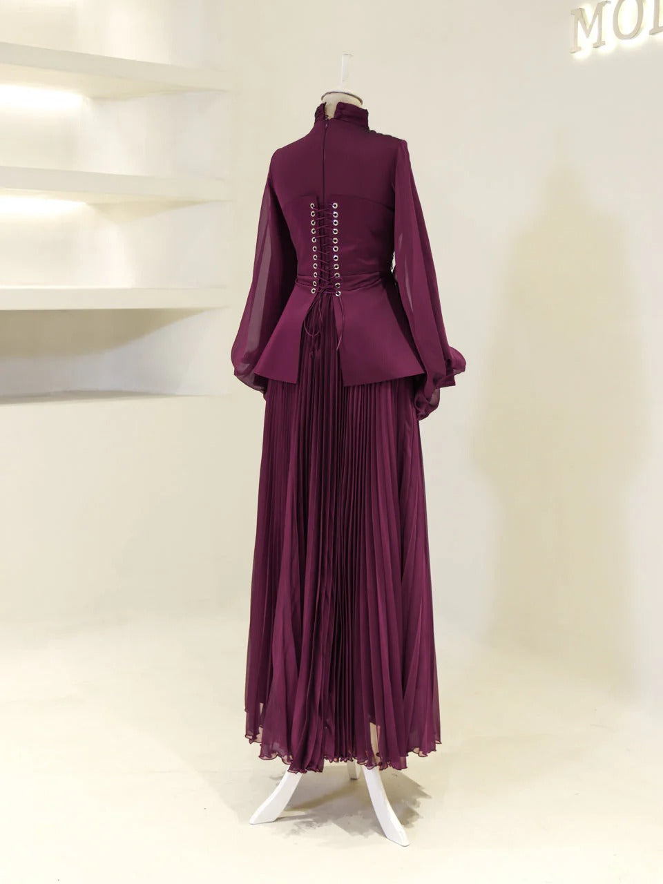 Bloomsbury Chiffon & Satin Evening Dress - Purple