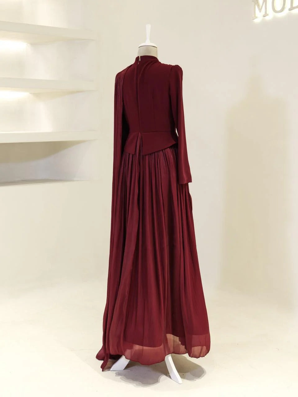 Beaded Embellished Maxi Evening Dress for Formal Events - Burgundy
