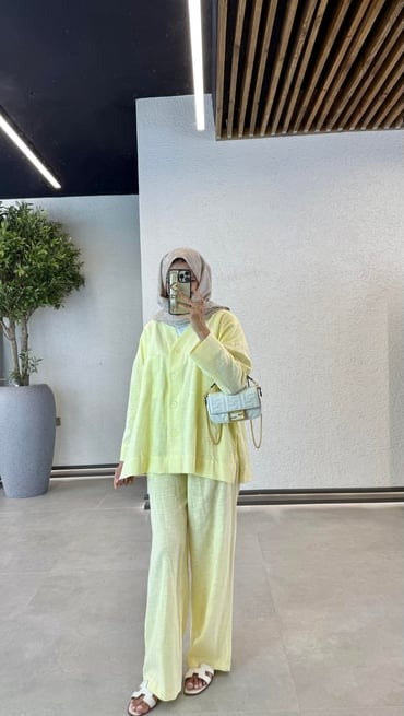 Linen Blazer & Pants Set – Yellow