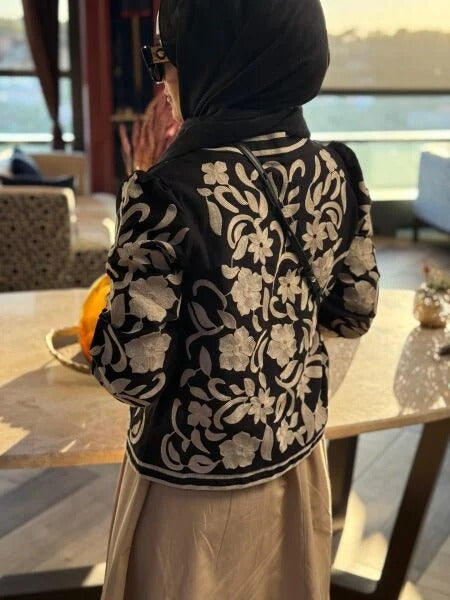 Cotton Blend Embroidered Blazer