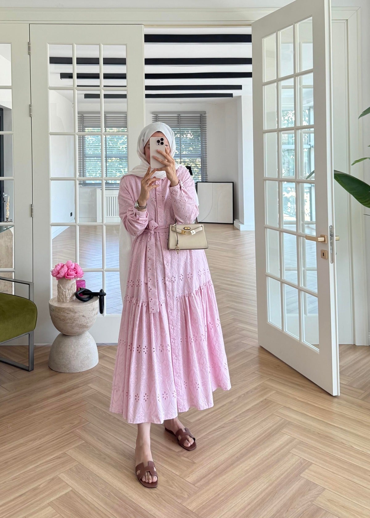 Lace Trim Dress – Pink