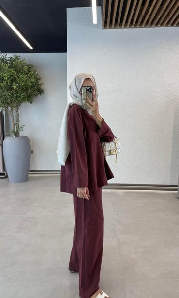 Linen Blazer & Pants Set – Burgundy