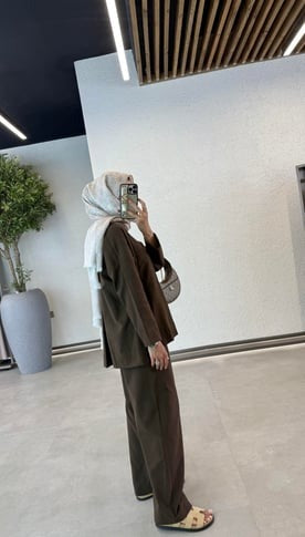 Linen Blazer & Pants Set – Brown