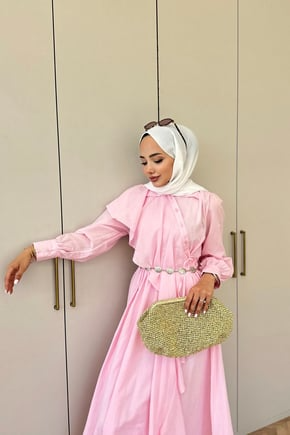 Pink Cotton Voile Maxi Dress with Ruffle Details