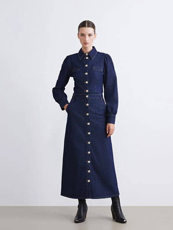 Indigo Standard Fit A-Line Jean Skirt