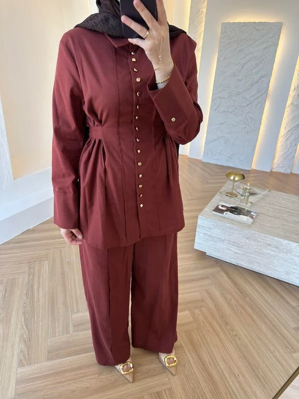 Premium Two-Piece Set with Gold Buttons