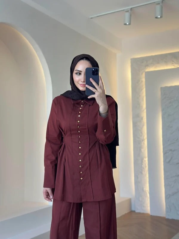 Premium Two-Piece Set with Gold Buttons