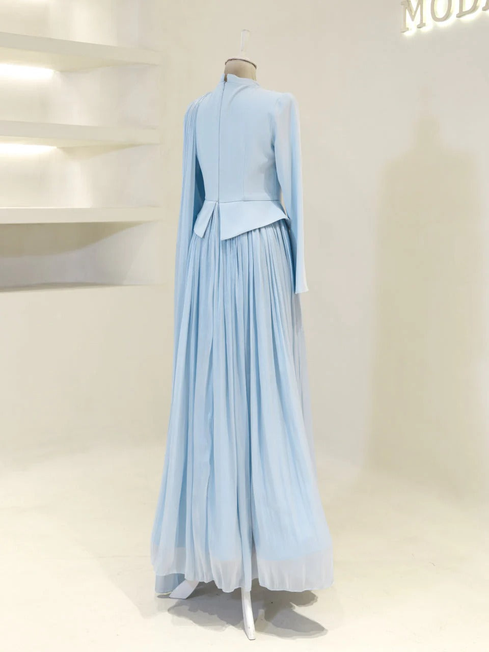 Beaded Embellished Maxi Evening Dress for Formal Events - Baby Blue