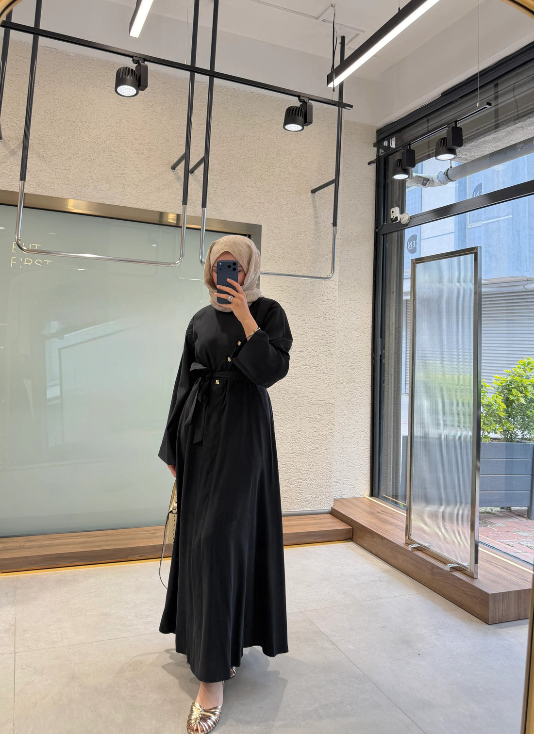 Black Tencel™ Button-Down Dress
