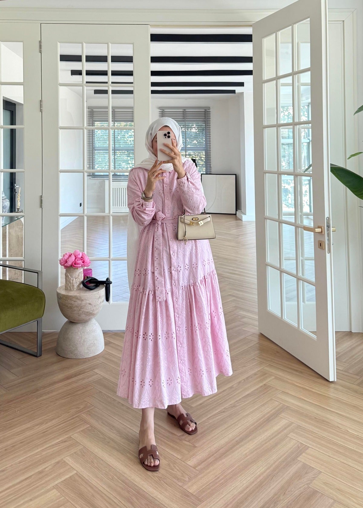 Lace Trim Dress – Pink