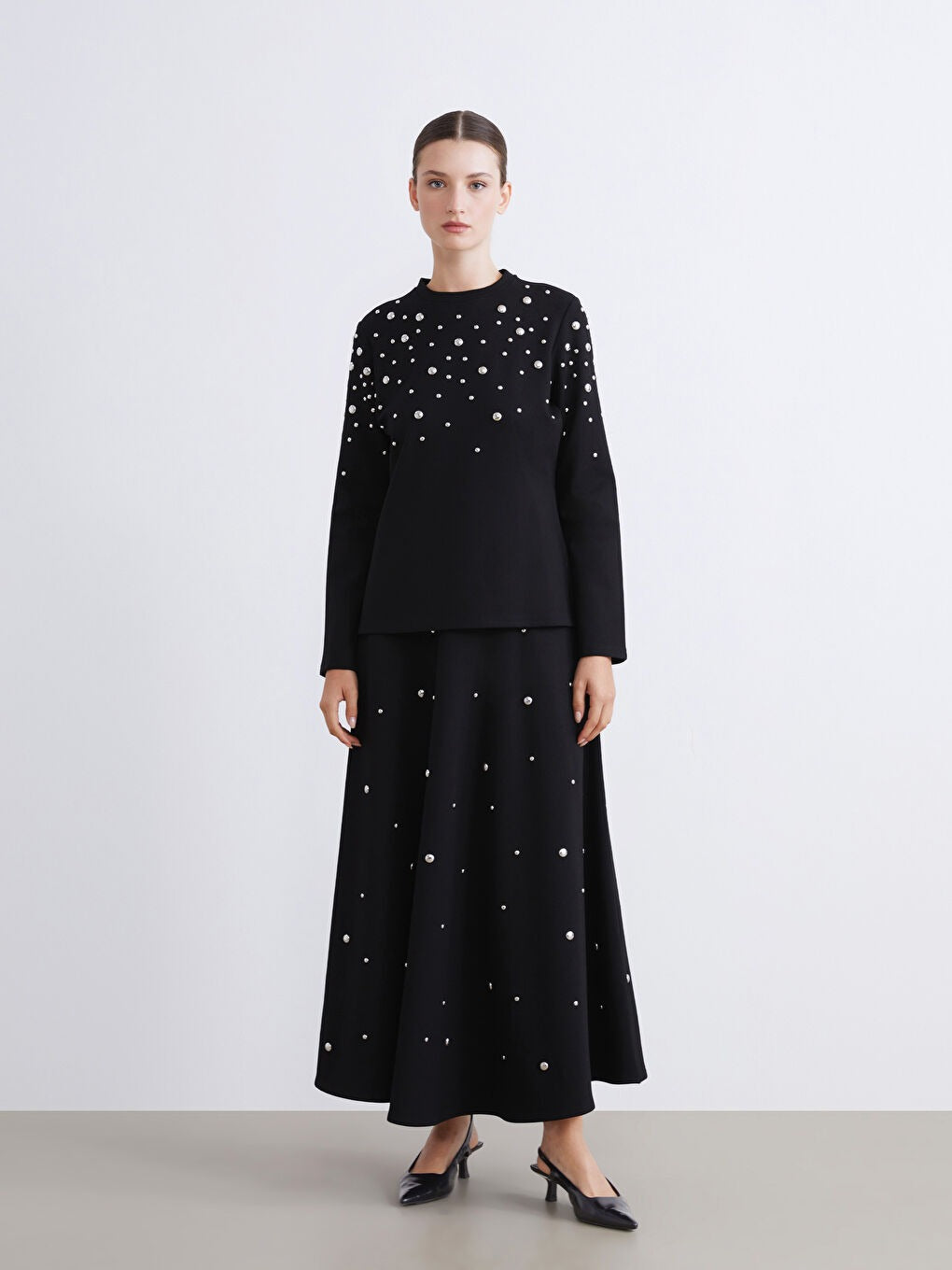 Black Appliqué Sweatshirt Tunic