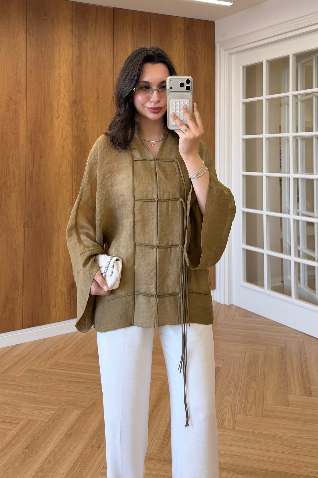 Sakura Haki Kimono Ceket - Şık ve Hafif Katman