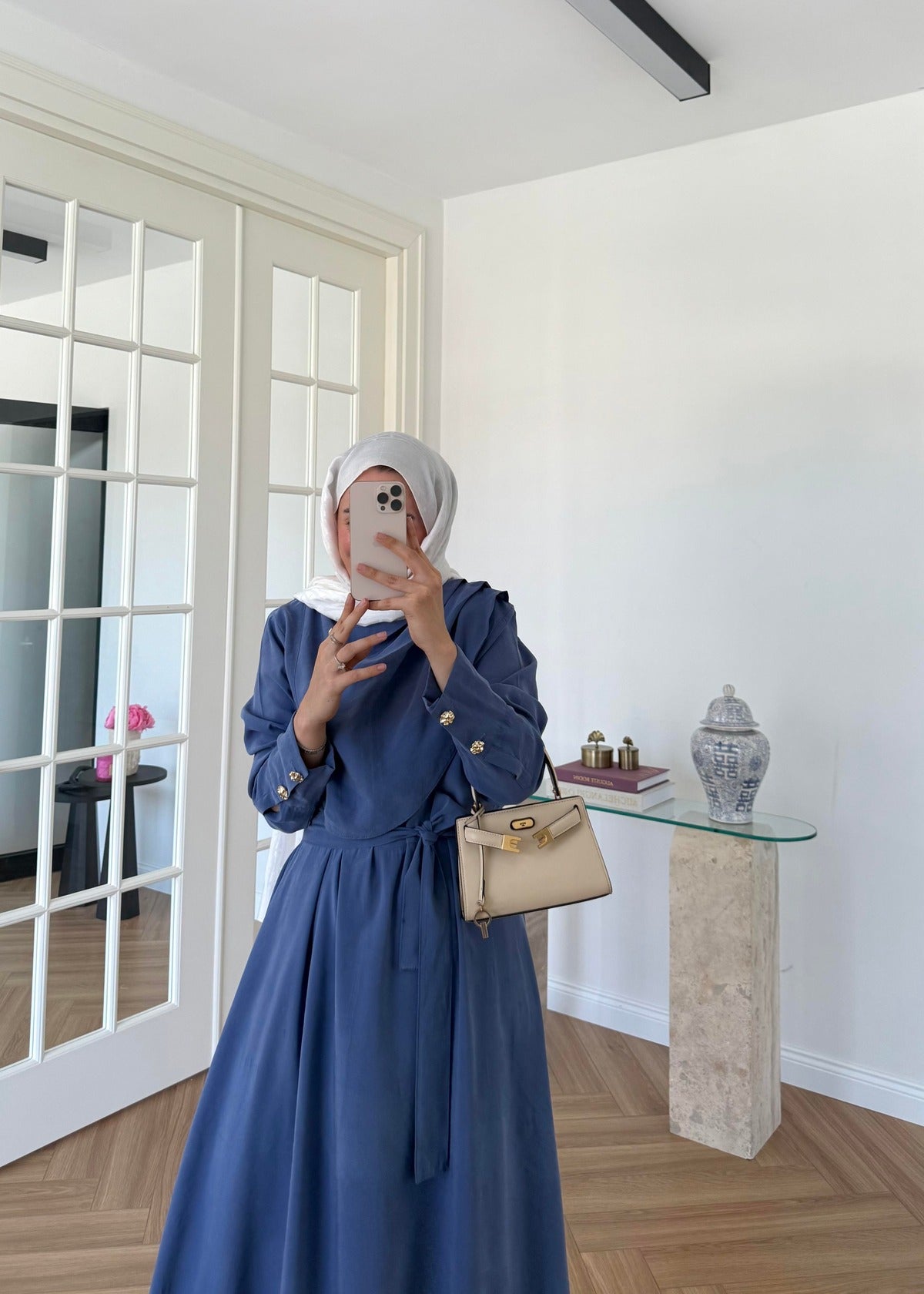 Indigo Maxi Dress with Yoke Detail – Modal Fabric